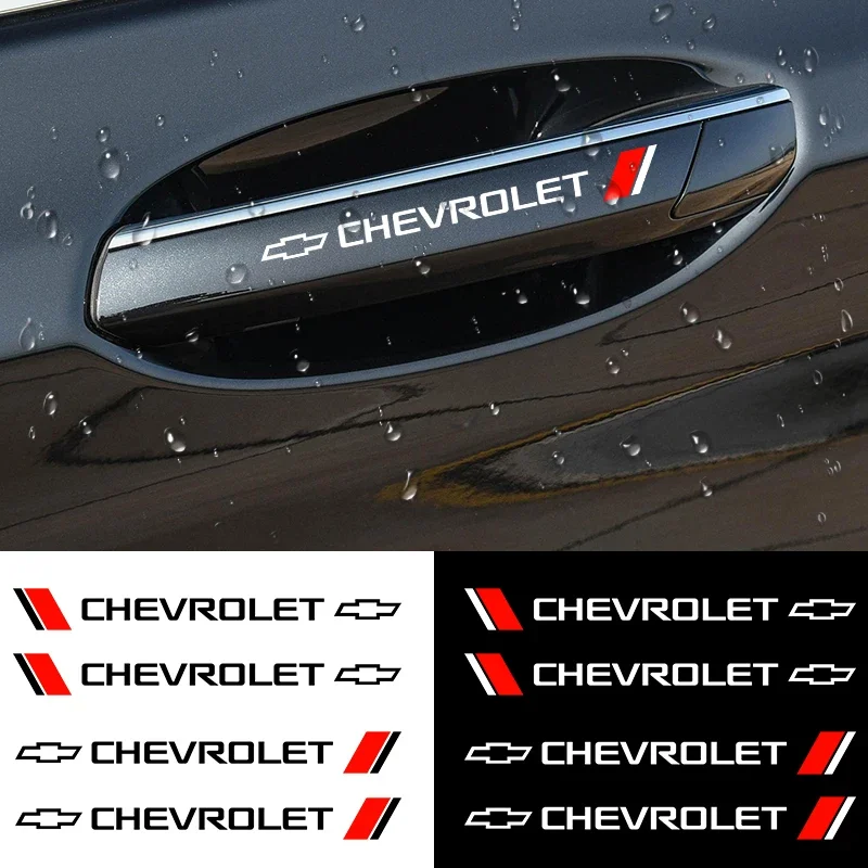 

4Pcs Car Door Handle Badge Protector Decal Wiper Sticker For Chevrolet Spark Captiva Cruze Malibu Equinox Trax Camaro Bolt