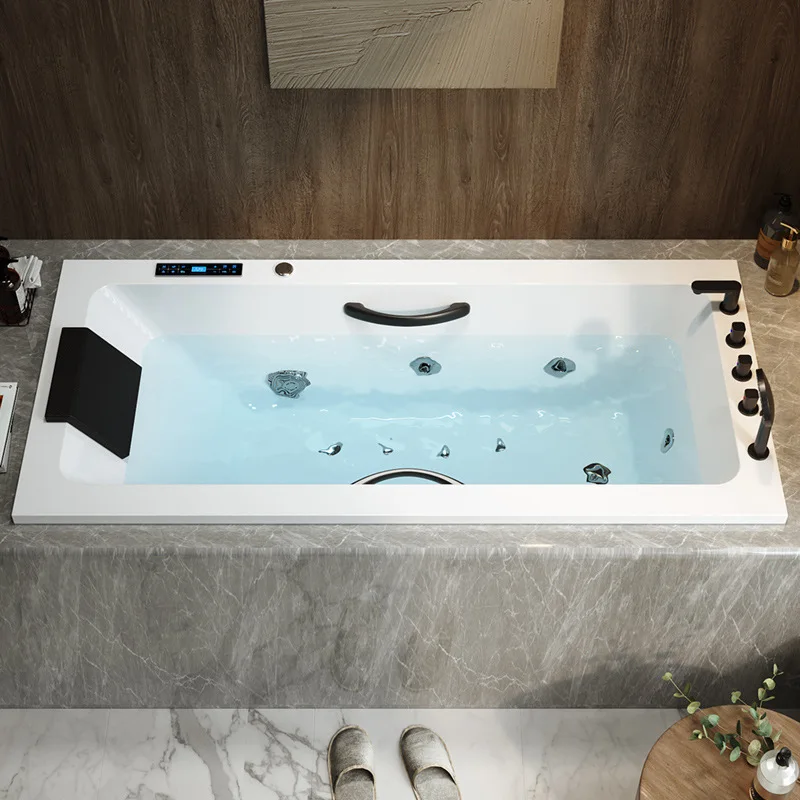 Surfing Jacuzzi Thermostat Heated Premium Spa Lantern Bubble Bath with Handrails Masonry, Recessed Bath