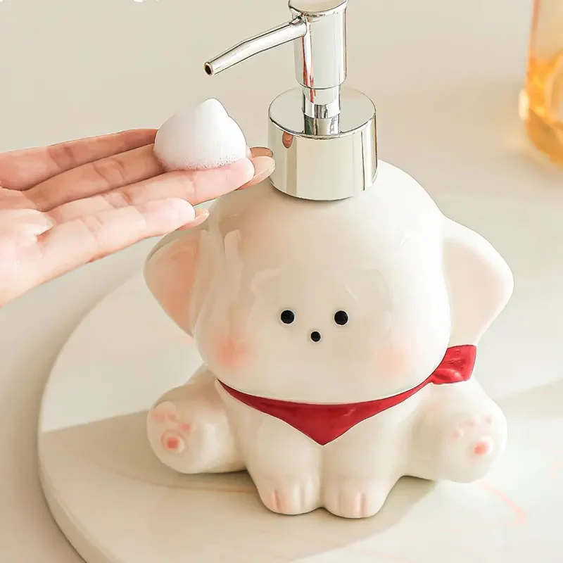 

soap dispenser Cartoon puppy ceramic hand sanitizer, toilet laundry detergent shower gel shampoo bottle press bottle dispenser