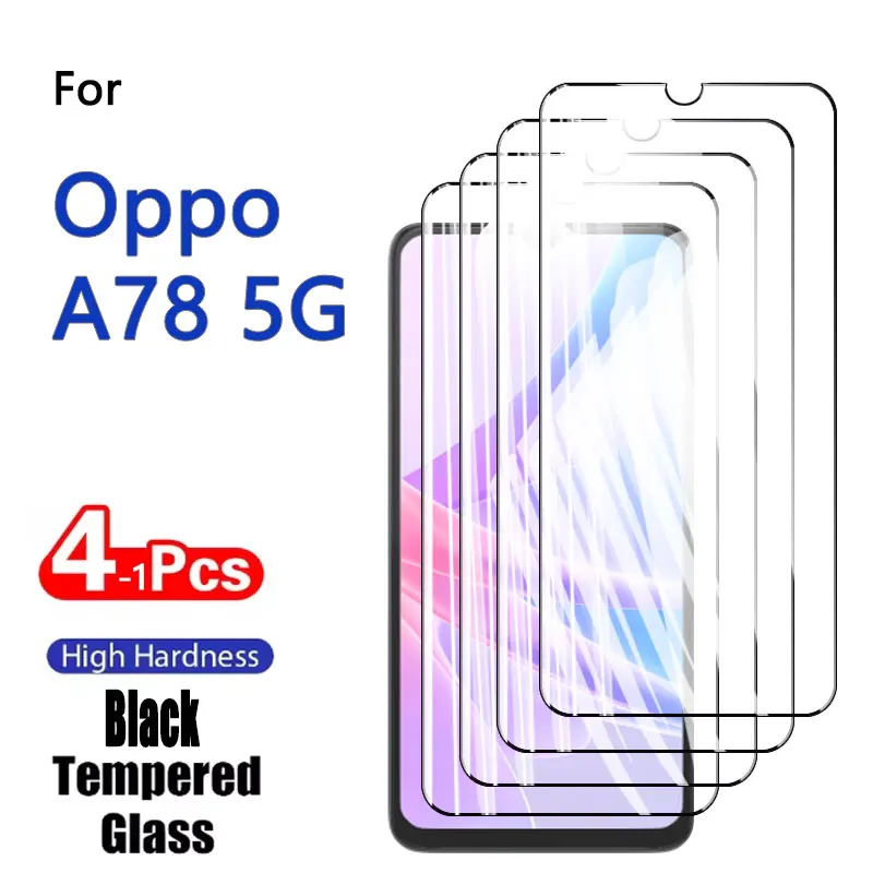 1-4PCS Screen Protectors For Oppo A78 5G Tempered Glass Crystal 9H HD High Aluminum 6.56