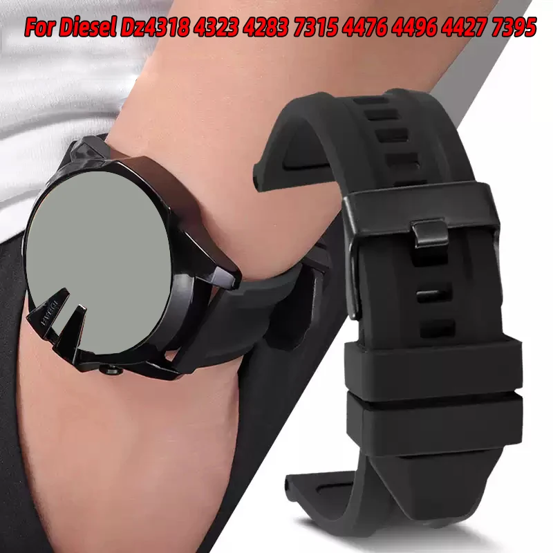 For Diesel Dz4318 4323 4283 7315 4476 4496 4427 7395 Universal Watch Strap 24mm 26mm 28mm Silicone Rubber WatchBand accessories