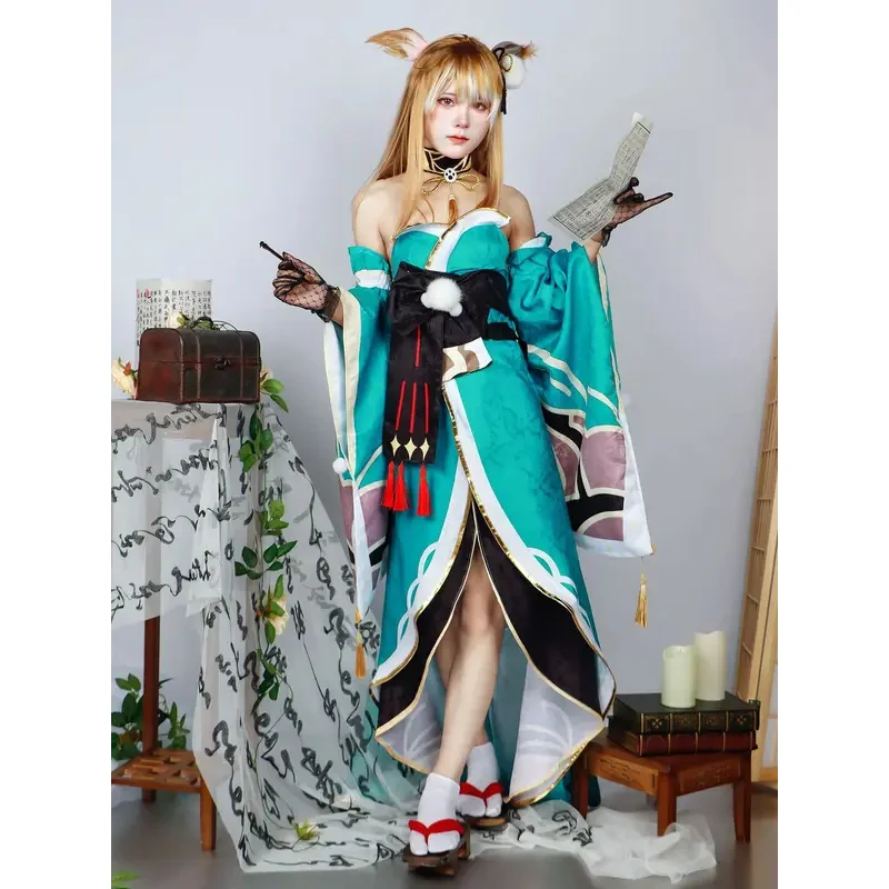 Genshin Impact Miss Hina Cosplay Costume Anime Uniform Wig Dress Full Set Halloween Party Gorou Cosplay Costumes Women Game