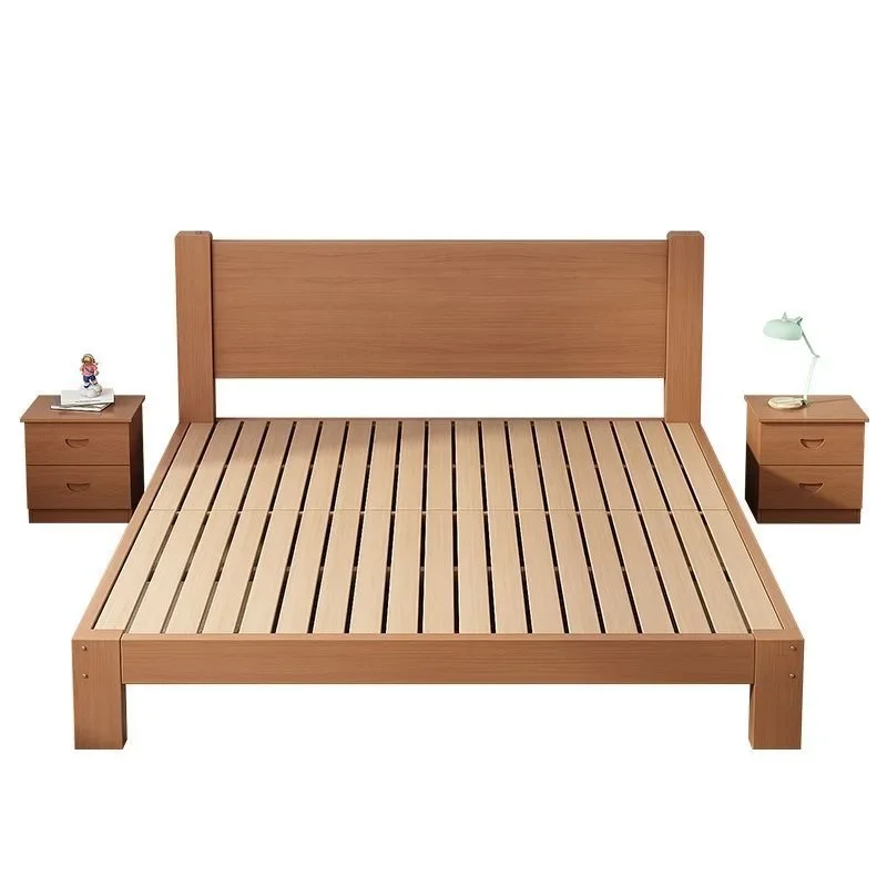 Beech solid wood bed modern simple 1.8 meters double single bed