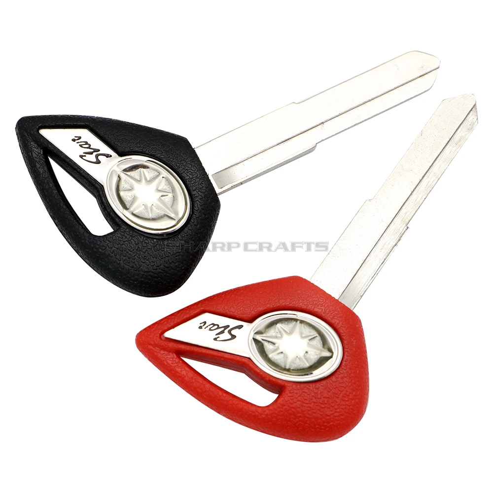 Black / Red Motorcycle Blank Key Uncut Blade For YAMAHA Dragstar V-Star DS400 DS650 XVS400 XVS650 XV1900 XVS1300 XVS950 view 2