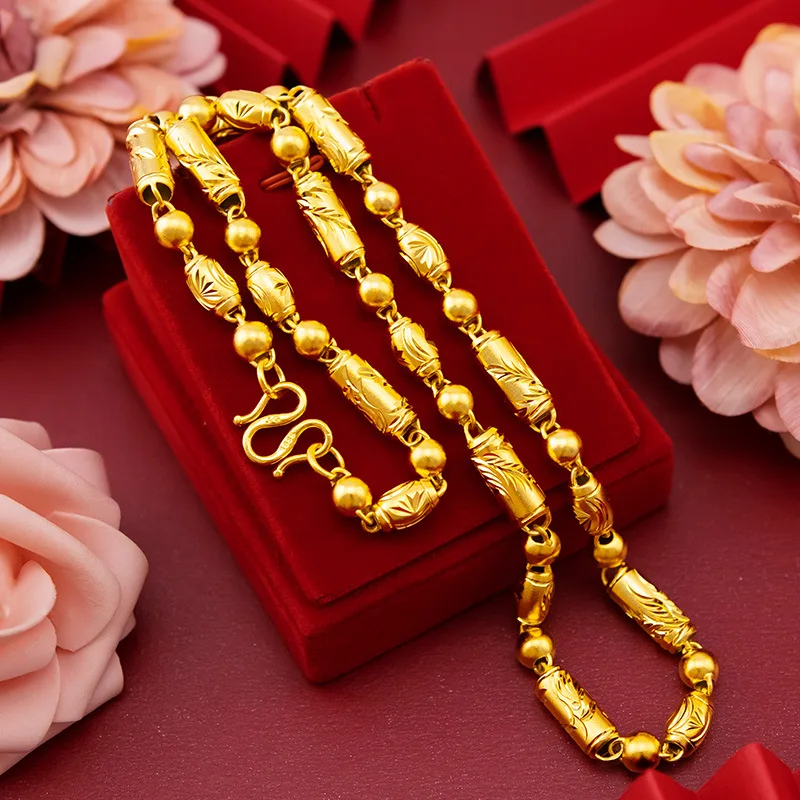 Real 18K Gold Necklace Fine Jewelry Pure 999 Pendant Chain Genuine Solid Gold for Women Wedding Luxury Jewelry