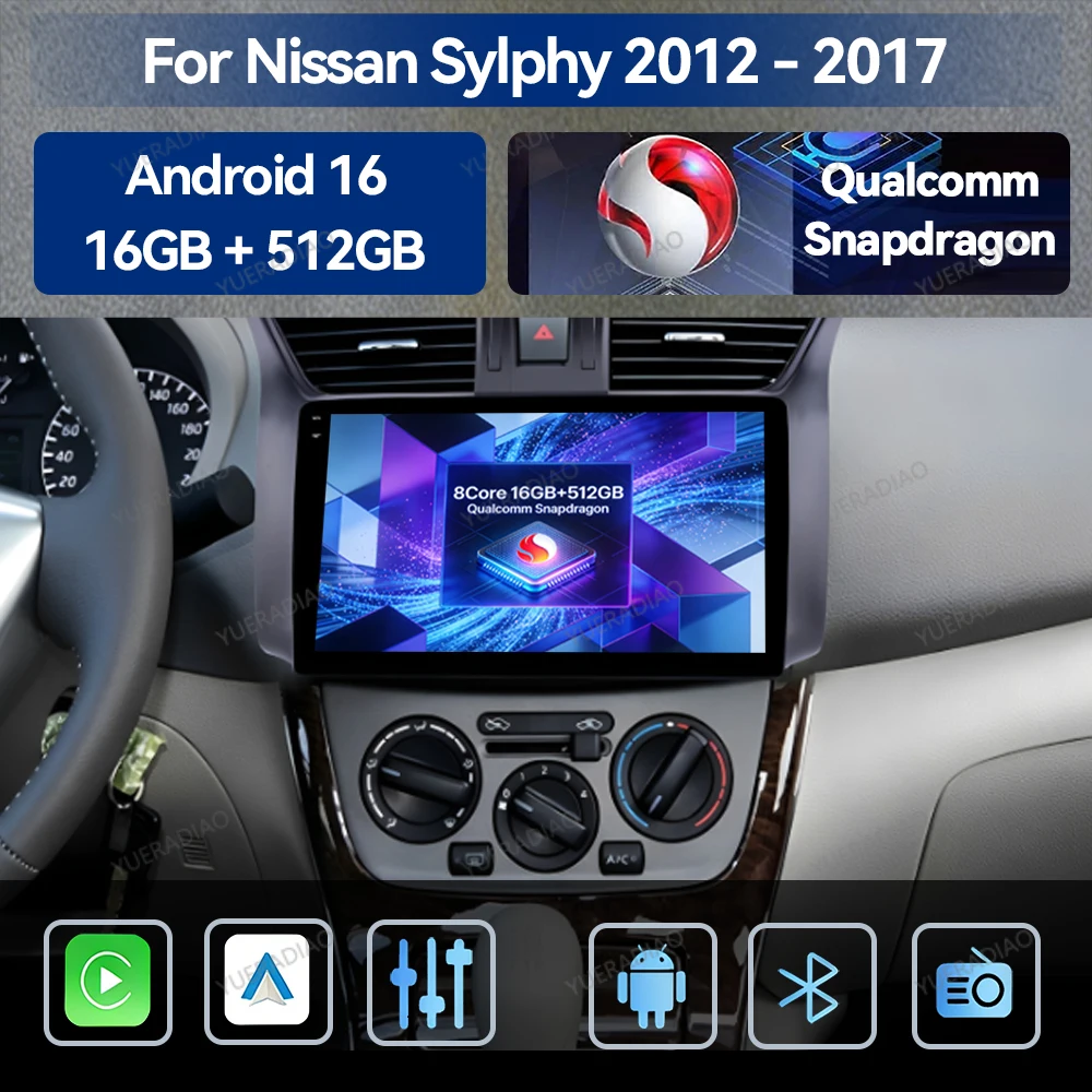 Android 16 Car Radio For Nissan Sylphy B17 Sentra 12 2013 - 2018 Qualcomm 2DIN Backup Camera BT 4G WIFI Mirror Link Touch Screen