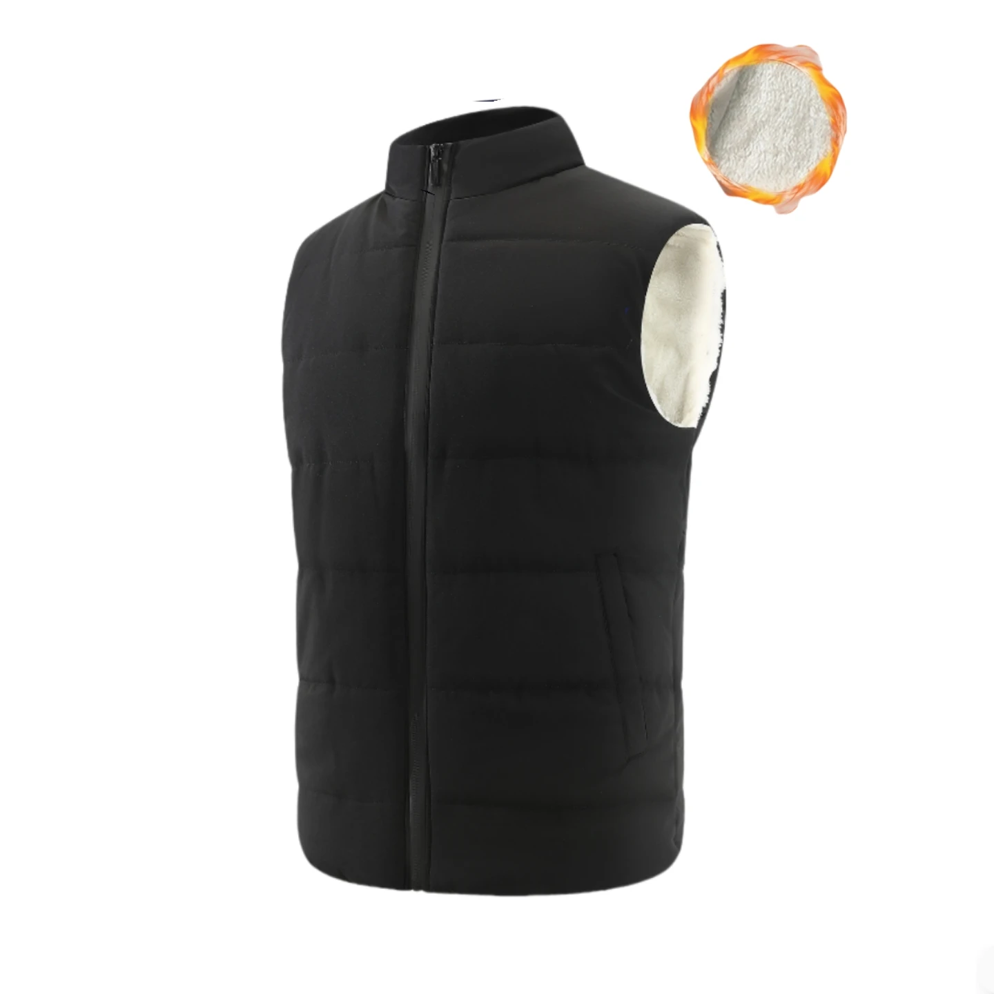 

Men's Cotton Jacket Autumn Winter Solid Color Sleeveless Parka with Pocket Simple Commuter Style Loose Fit