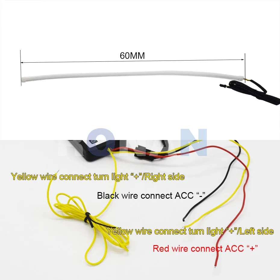 60CM RGB Remote Control DRL Turn Signal Slicon Soft LED Strips WS2811