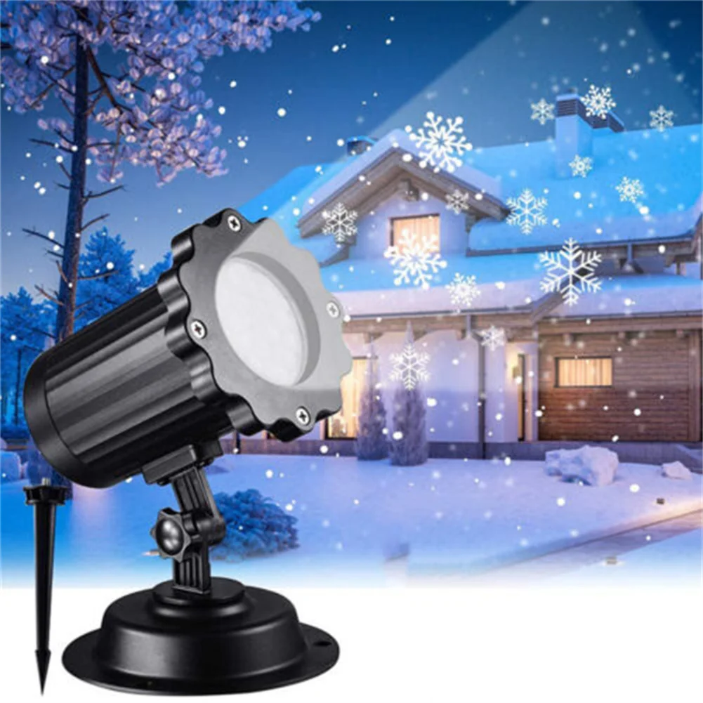 Snowflake Pattern Projector Lamp, IP65 impermeável, jogos em casa, quarto, decoração do quarto das crianças, ao ar livre, atacado, 4W