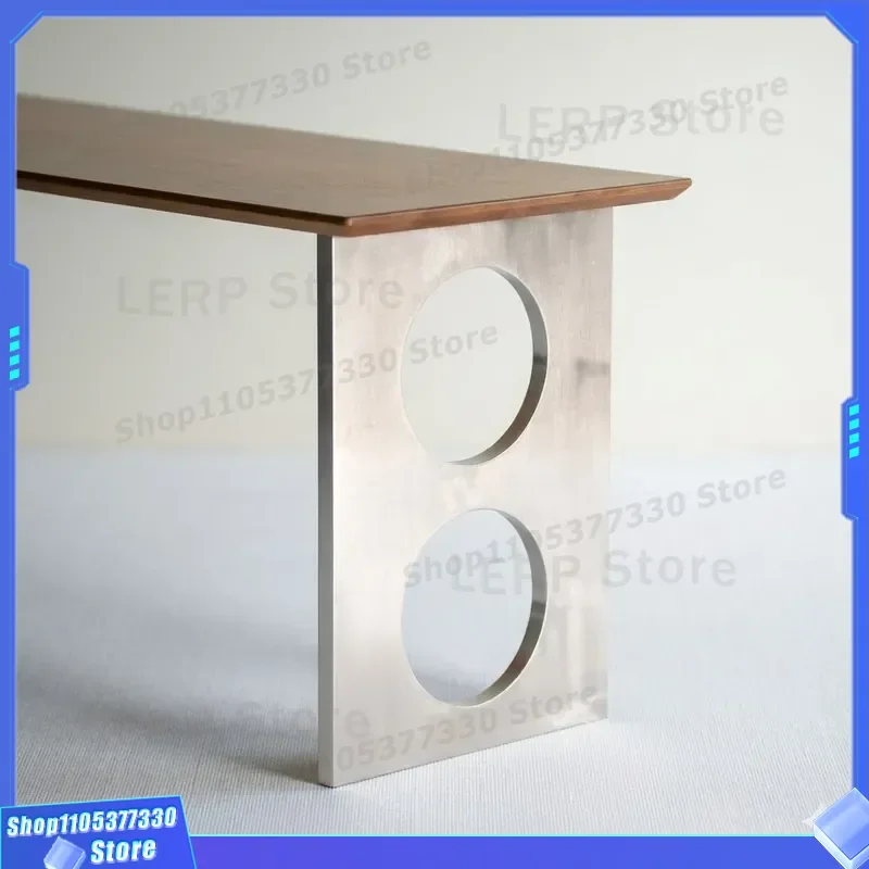Modern Bauhaus Stainless Steel Table Legs Double Circle Design Creative Island Base Sturdy Metal Tripod Stand for Dining Room