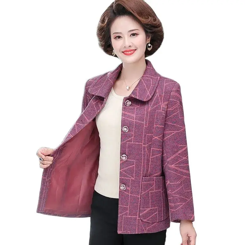 

Куртка демисезонная для пожилых женщин, верхняя одежда короткая с подкладкой для мамы среднего возраста, 5XL, 2022