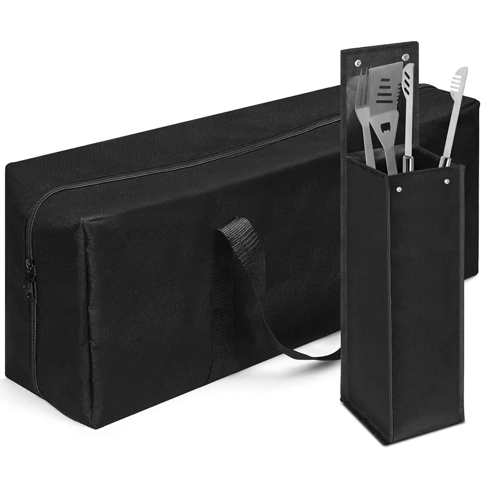 

2 Pcs Grill Utensil Storage Bbq Tool Bag Foldable Ox Grilling Carry Bag Waterproof Grill Utensil Holder Outdoor Bbq Accessories