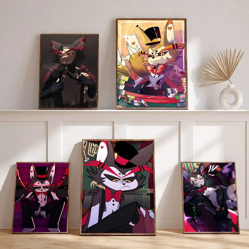 1pc Anime H-hazbin Hotel Husk Poster Sticker Print Waterproof Wall Art For Living Room Bedroom Home Decor
