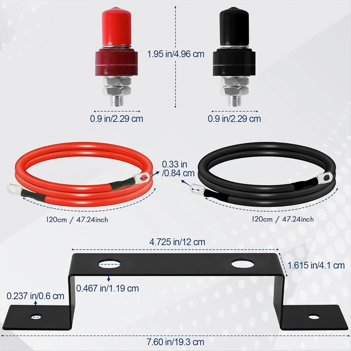 A73P Battery Relocation Kit, Battery Jump Post Kit Heavy Duty Remote Battery Terminals Charging Post with Bracket Cable