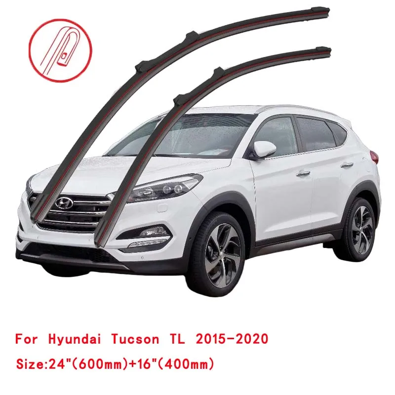 For Hyundai Tucson JM LM TL IX SUV 2004 2005 2006 2007 2008 2009 2010 2012 2015 2016 2018 2020 DoubleRubber Car Windshield Wiper