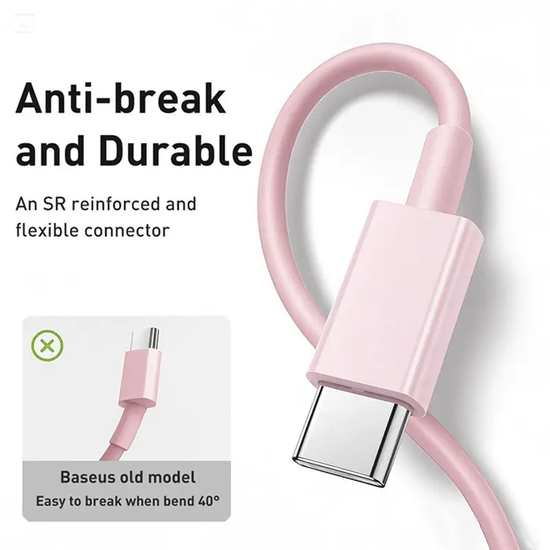 كابل USB C إلى Type C متعدد الألوان، PD شحن سريع، متوافق مع آيفون 15/15 برو، هواوي، سامسونج، شاومي Type C، أطوال 1م/2م/3م - 4
