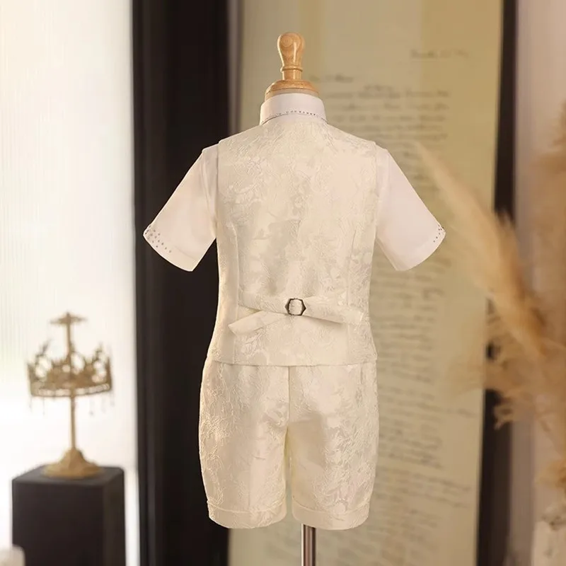 Kinderanzug-Set für Jungen, 2025, neuer Sommer, neuer chinesischer Stil, Modenschau, kleiner Anzug, Host-Klavier-Performance-Anzug A4615 – Detail 4