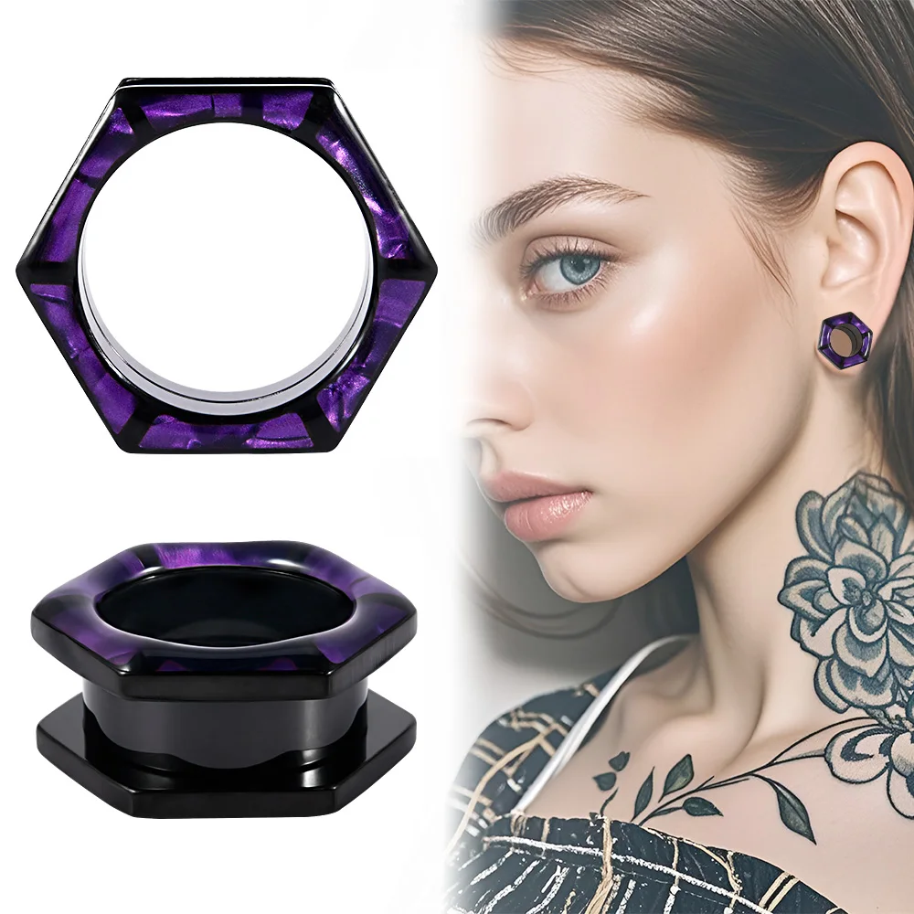 1PC Stainless Steel Shell Internally Threaded Hollow Ear Plugs Tunnel Gauge Stretching Expander Body Piercing Jewelry 8-25mm