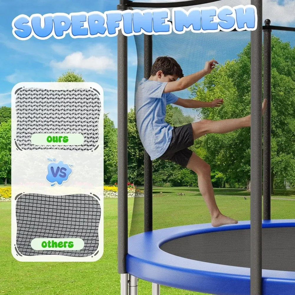 8FT Outdoor Recreational Trampoline with Safety Enclosure Net, Anti-Rust Frame Construction, Customized view 4