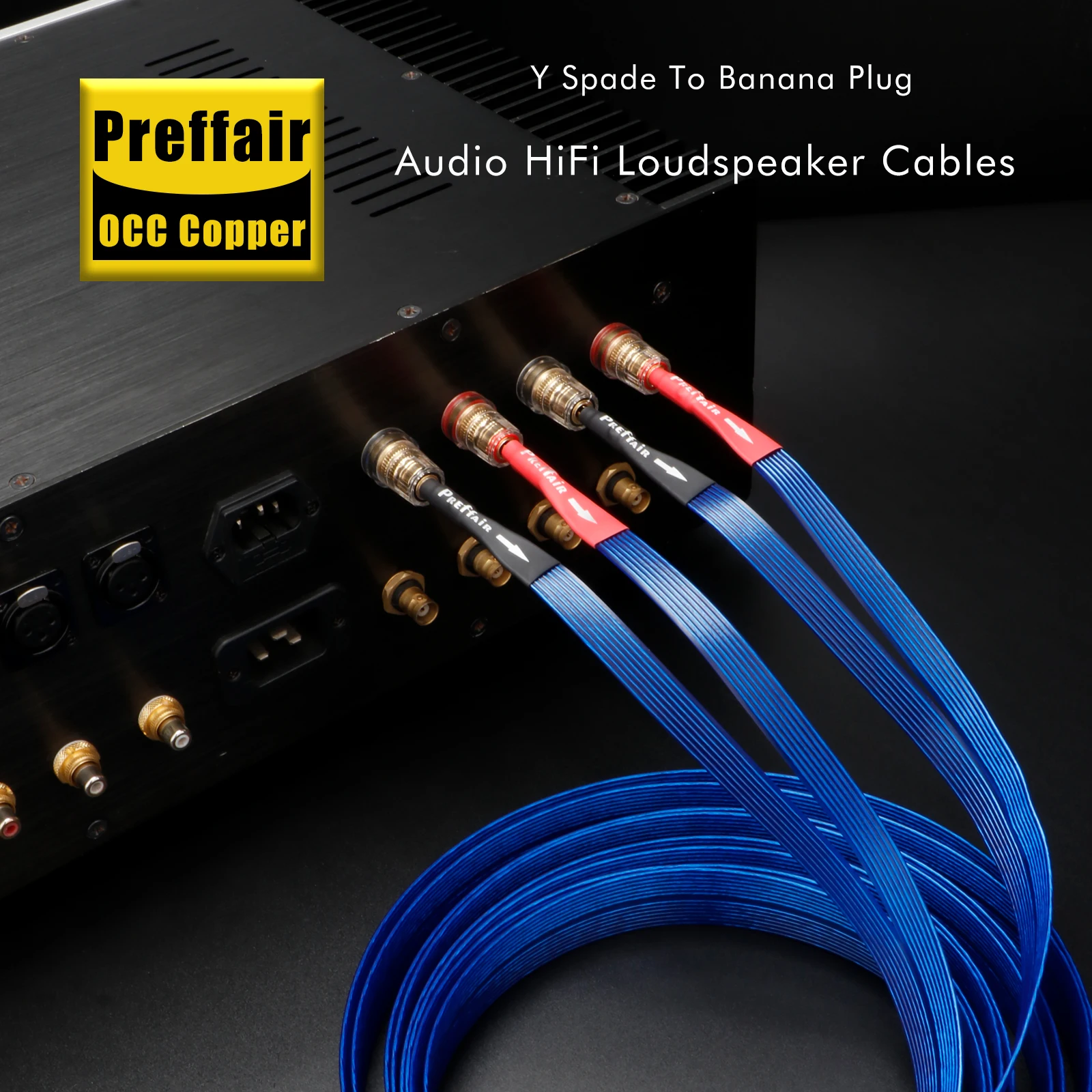 Preffair L316 Speaker Cables Silver-plated OCC Loudspeaker Flat Wires for Amplifier Speaker Subwoofer--1 Pair