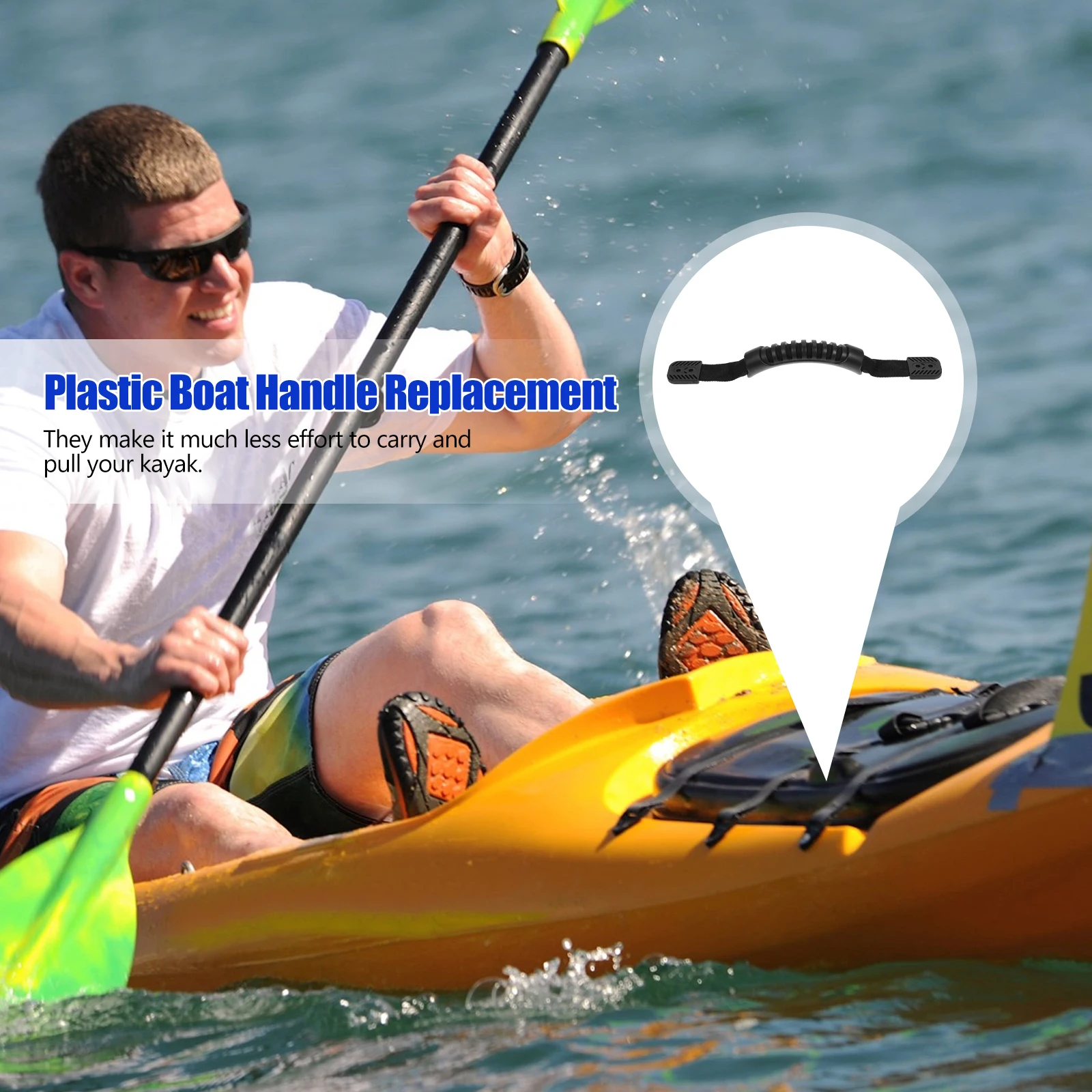 

Plastic Kayak Boat H Durable PVC TPR Black Replacement Canoe Moving H For Kayaks Boats Skiffs Strong Rope