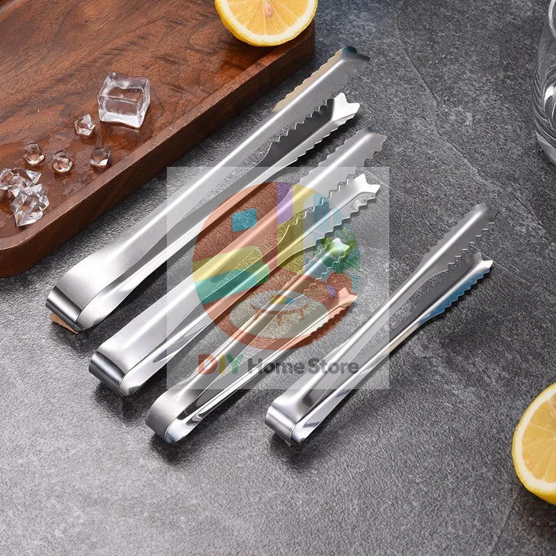 Stainless Steel Ice Tongs Serrated Edge Non-slip Rustproof Food Safe for Bar Cocktail Baking Coffee Shop Use