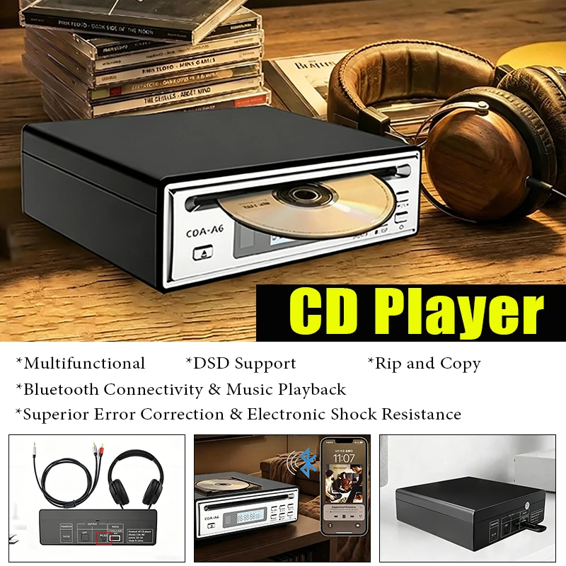 Professional Two-Way Bluetooth CD Player Multi-functional Digital Player HiFi Audio Home CD Ripper USB Ripping Function