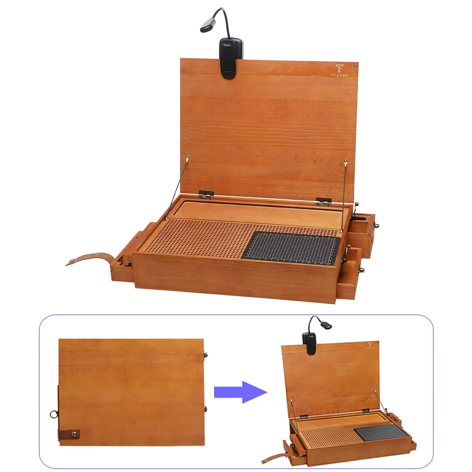 Stół warsztatowy do modelarstwa, przenośny organizer z matą do cięcia, stół roboczy z oświetleniem do polerowania, kolorowania, tworzenia modeli