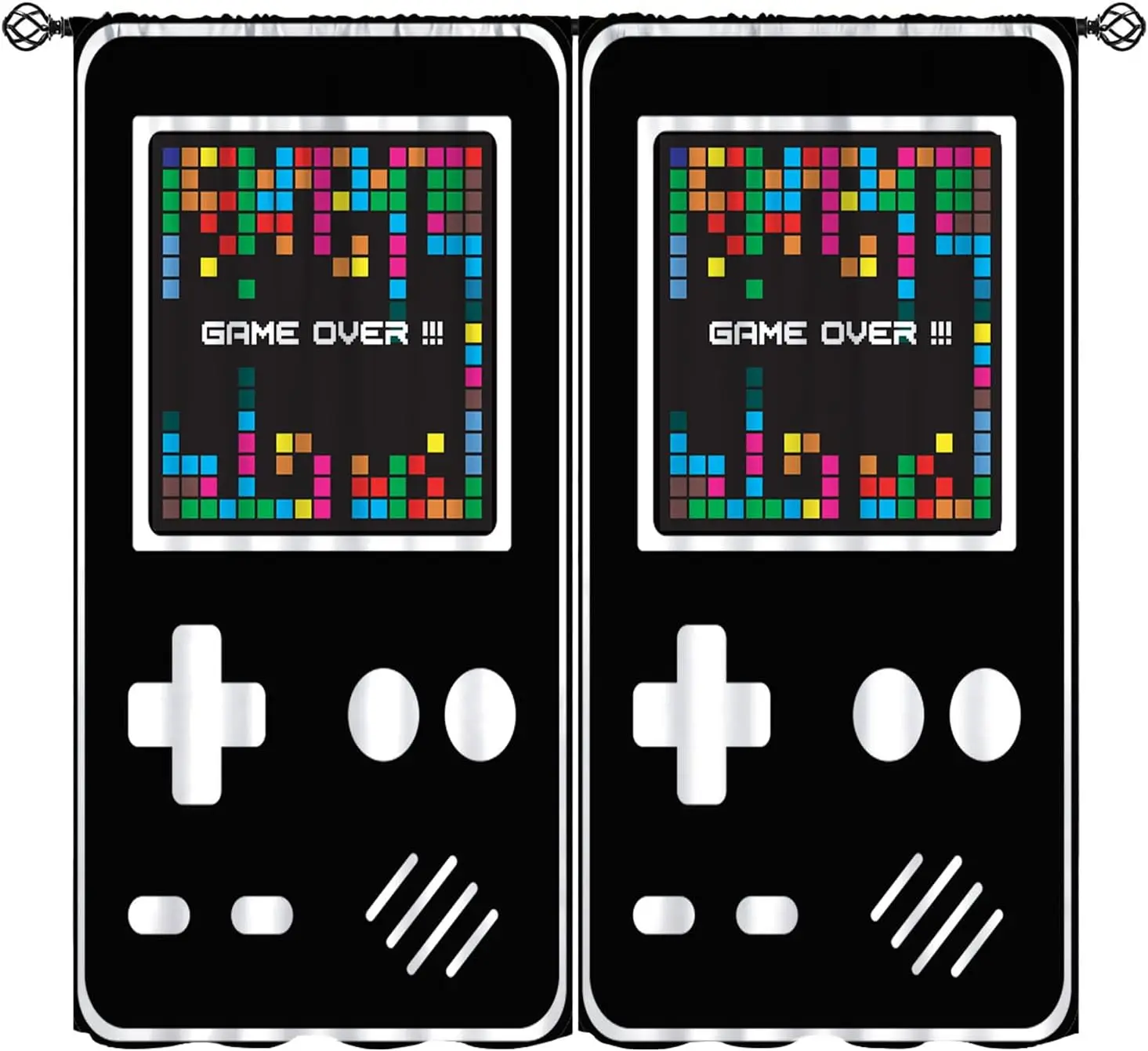 Kids Gaming Curtain for Bedroom, Vintage Video Game Controller Window Treatment Gamer Room Decor Gamepad Window Drapes for Boys