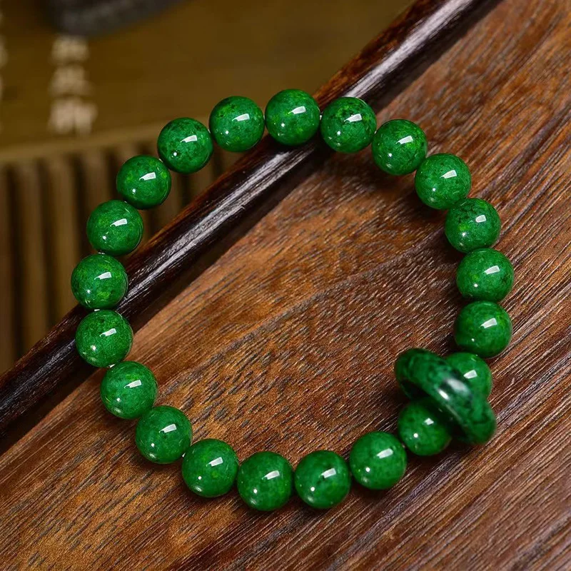 Backflow Bone Green Bead Bracelets Single Ring Tibetan Collectables-Autograph Rosary Agate Nine Tail Copper Clip Accessories