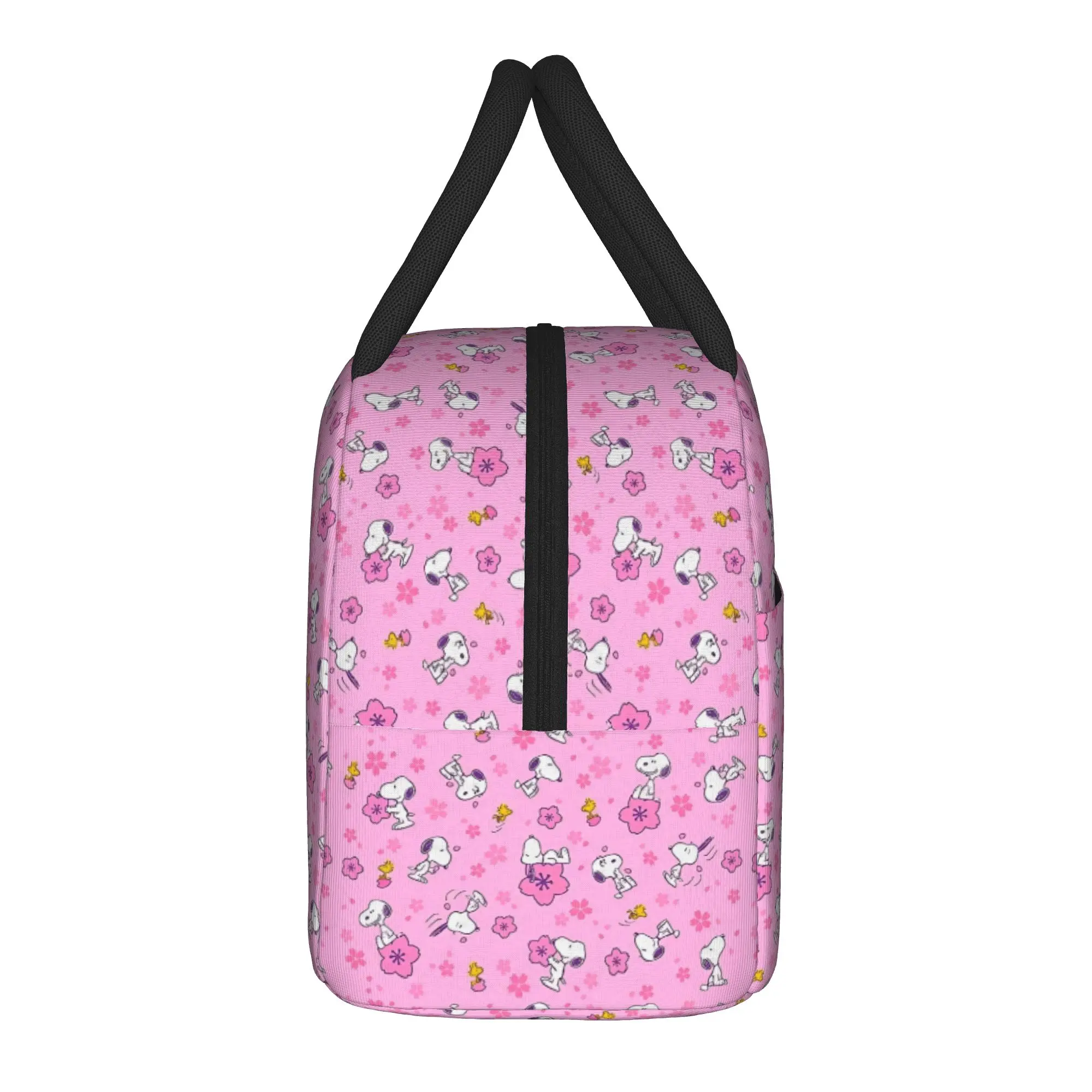 Pink S-Snoopys Woodstocks Insulated Lunch Bags Large Cartoon Lunch Container Thermal Bag Lunch Box Tote College  Travel Girl Boy