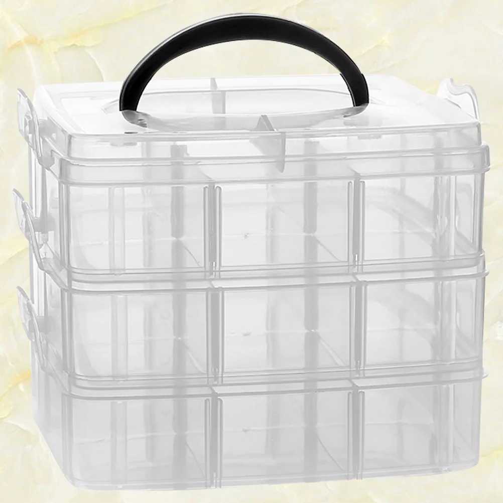 

1 шт., коробка для хранения веревки для волос, прозрачная пластиковая трехслойная шкатулка для драгоценностей с 18 сетками, съемная портативная для ювелирных изделий и малых