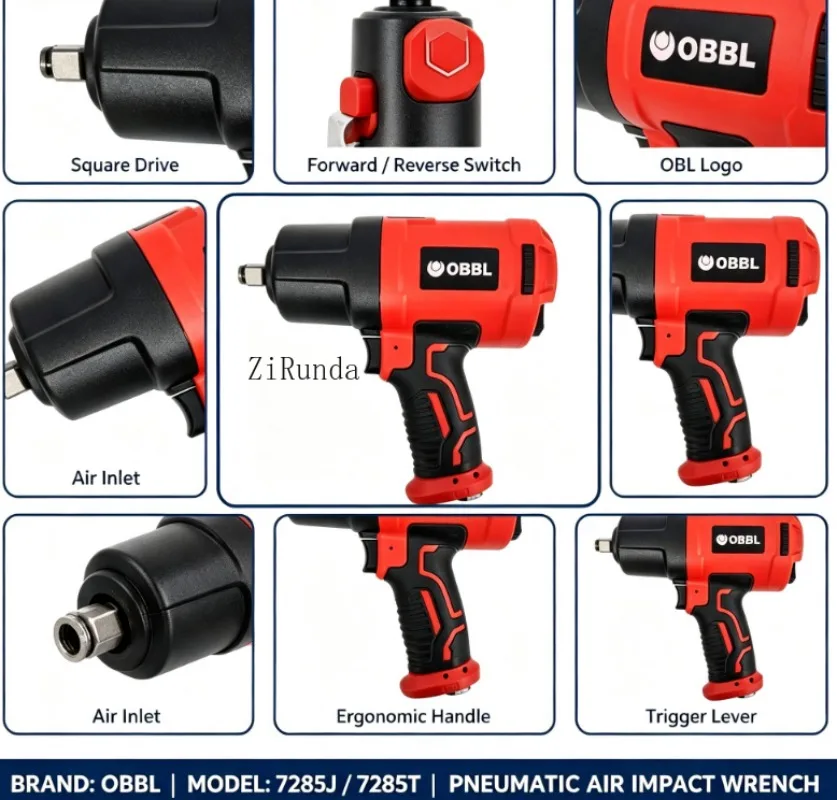 Inch double hammer pneumatic impact wrench, composite pneumatic impact gun, for automotive maintenance, industrial maintenance