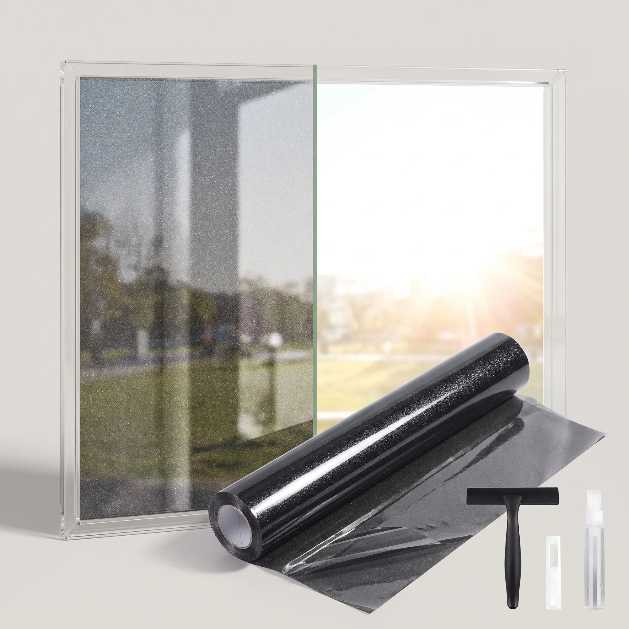 Blackout Window Film Privacy 100% Light Blocking Static Cling for Home Bedroom Nursery Glass Door Decor