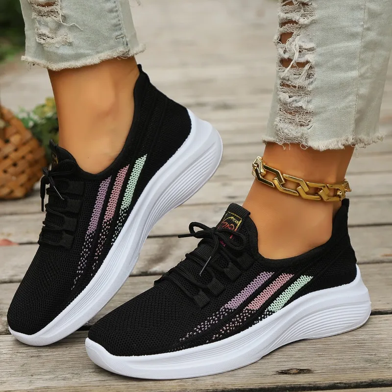 Zapatos de moda para mujer, calzado deportivo de malla transpirable con cordones, Color bloqueado, primavera y otoño, 2024