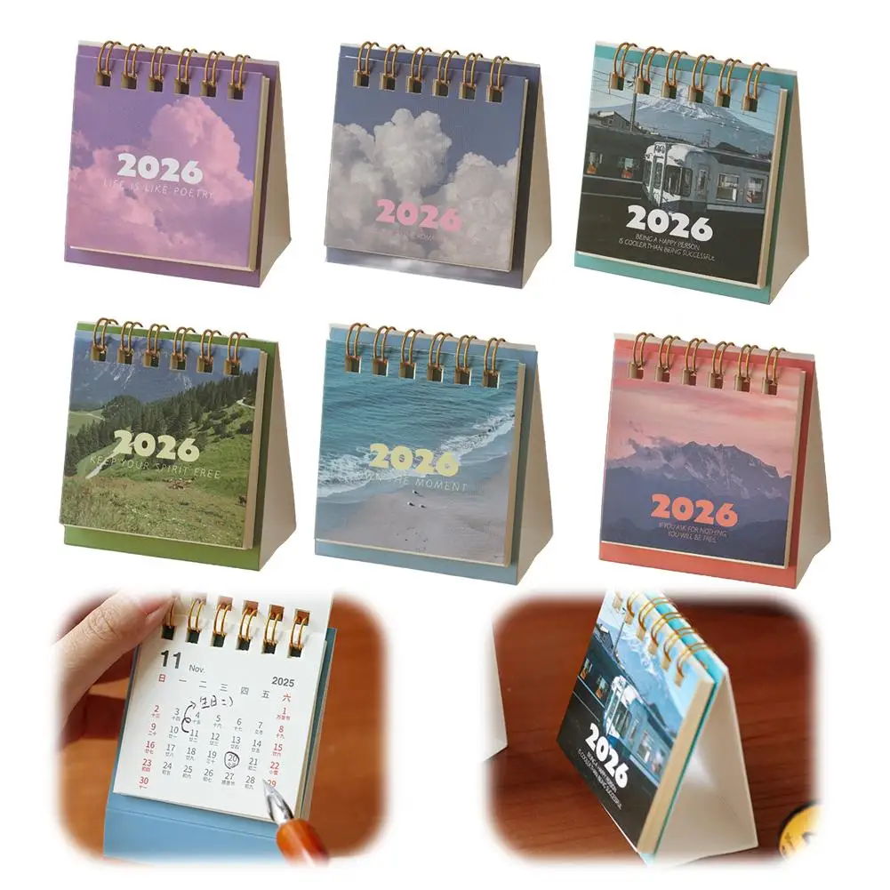 Mini Desk Calendar, 2026 Small Desk Calendar Standing Flip Calendar Table Monthly Planner Desktop Ornament for Office or Home