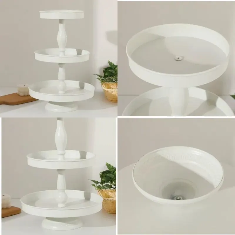 Three Tier Cake Stand Fruit Dessert Display Rack American Style Party Serving Tray for Wedding Birthday Home Kitchen Decor
