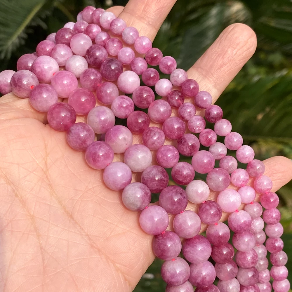 6 8 10mm Natural Stone Beads Plum Tourmaline Jade Round Spacer Beads For Jewelry Making DIY Handmade Bracelet Necklace 15''