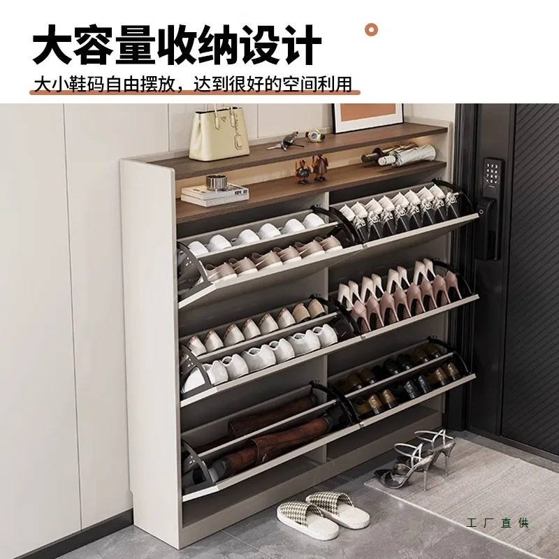 Solid wood tipping bucket shoe cabinet home doorway 2025 new entrance hall entrance cabinet extremely narrow sideboard storage c