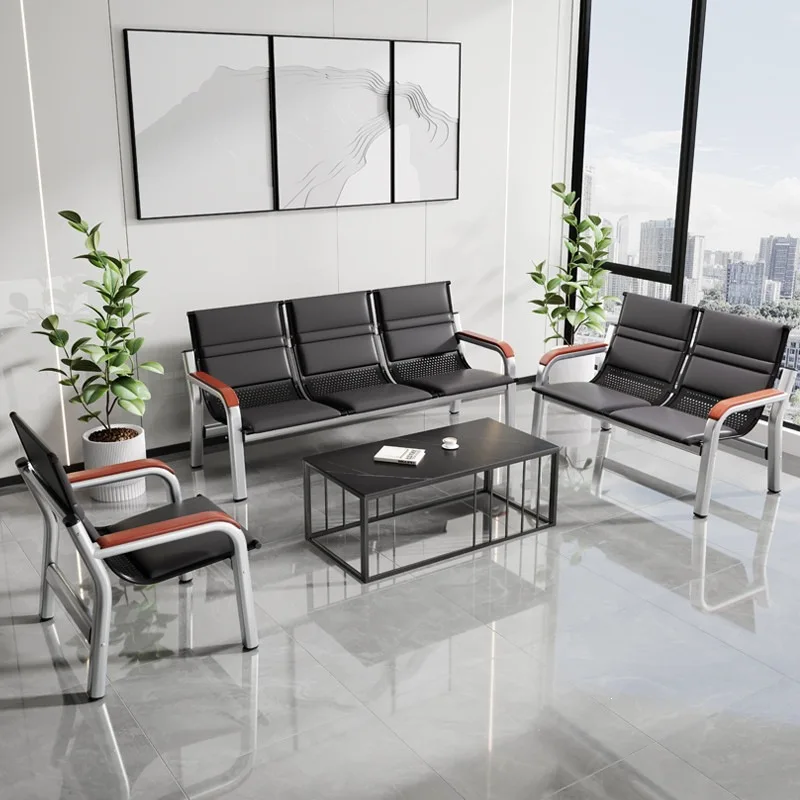Coffee table combination reception room row chair simple three-person iron frame bench wrought iron waiting sofa chair