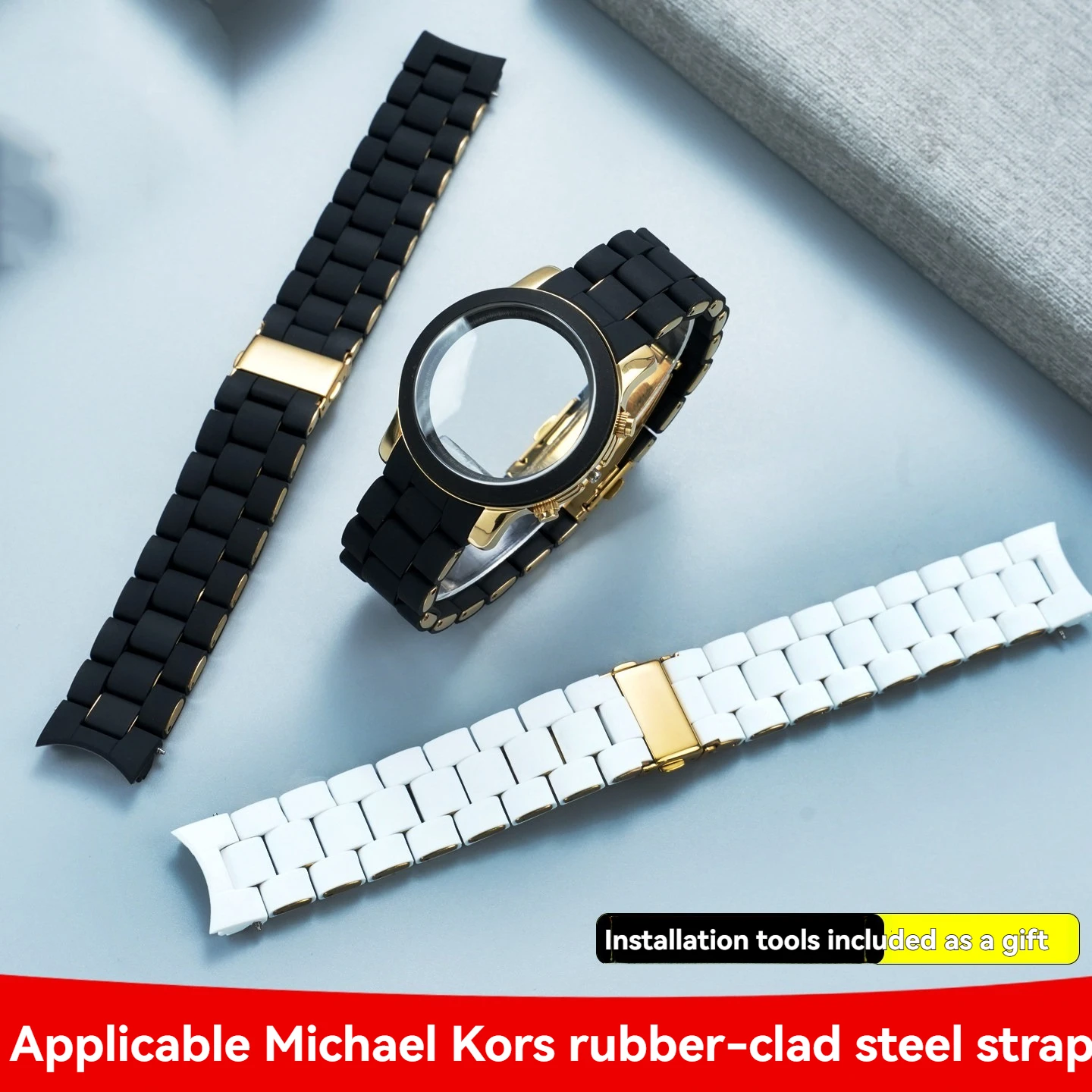 

Для Michael Kors 5159/5154 белый ламинированный стальной ремешок для часов, модная цепочка для часов для мужчин и женщин, 20 мм, черный браслет