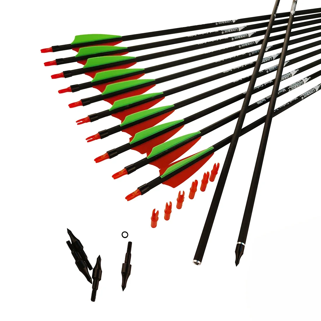 

12pcs Archery Pure Carbon Arrows Spine500 Plastic 3inch Vanes Nocks 75gr Target Point Compound Recurve Bow Hunting