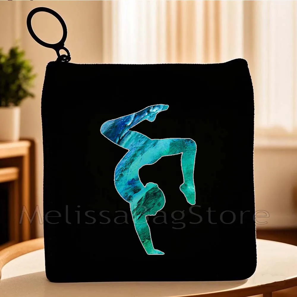 Gymnast Yoga Dance Collage Ballet Dancer Cute Gifts Gymnastics Girl Girly Silhouette Canvas Coin Purse Custom Key Case Cloth Bag