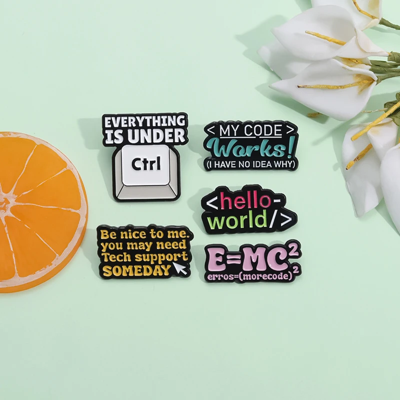Computer Program Code Enamel Pins Math Formula Brooch Backpack Clothes Lapel Badge Accessories Gift for Friends Wholesale