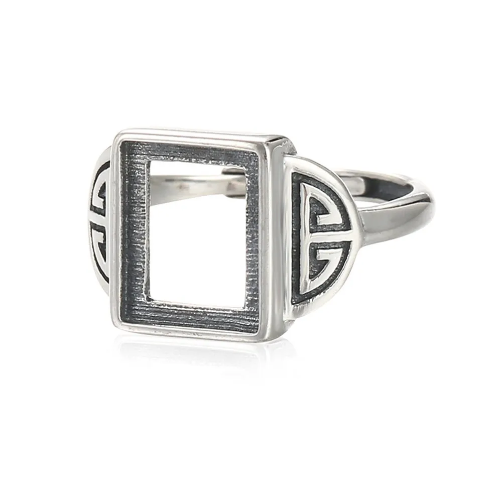 Adjustable 925 Silve Ring Blank for 6x8mm/8x10mm Rectangle Cabochons