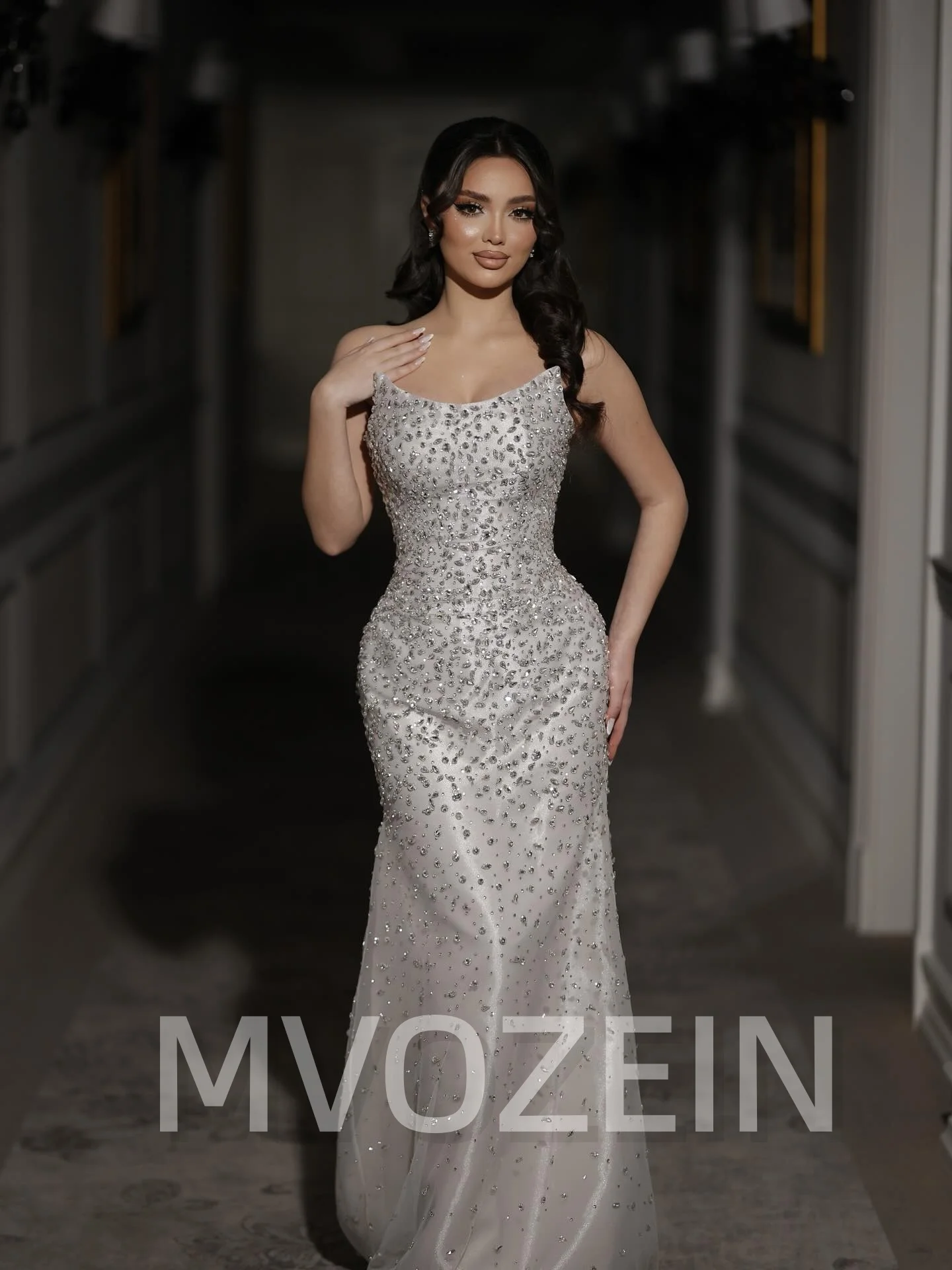 MVOZEIN Luxurious Evening Dresses 2026 Sheath Strapless Crystal Diamond Women's Formal Evening Gowns Elegant Party Dresses