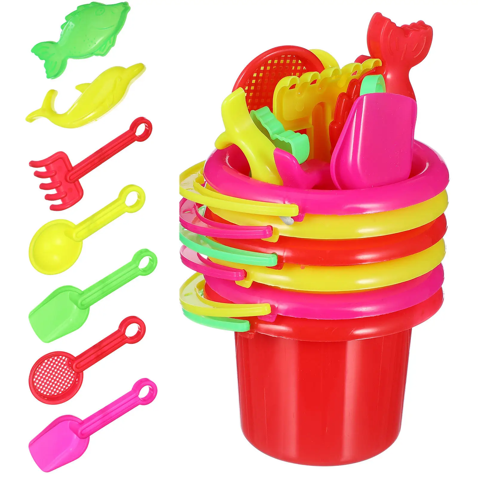 

24Pcs Children Sand Bucket Set Small Lightweight Plastic Buckets for Kids Hand-Eye Coordination Development Beach Backyard Sand