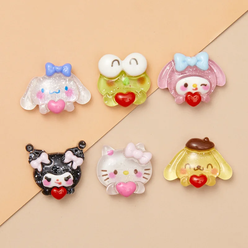 Kawaii Kuromi Hello Kitty Nail Charms Mymelody Resin Ornaments for DIY Phone Case Hairpin Decor Material