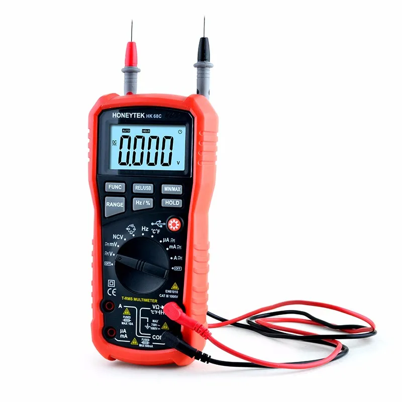 HK68C LCD Professional Capacitance Meter Avometer Continuity Test ESR Meter Handheld Digital Multimeter