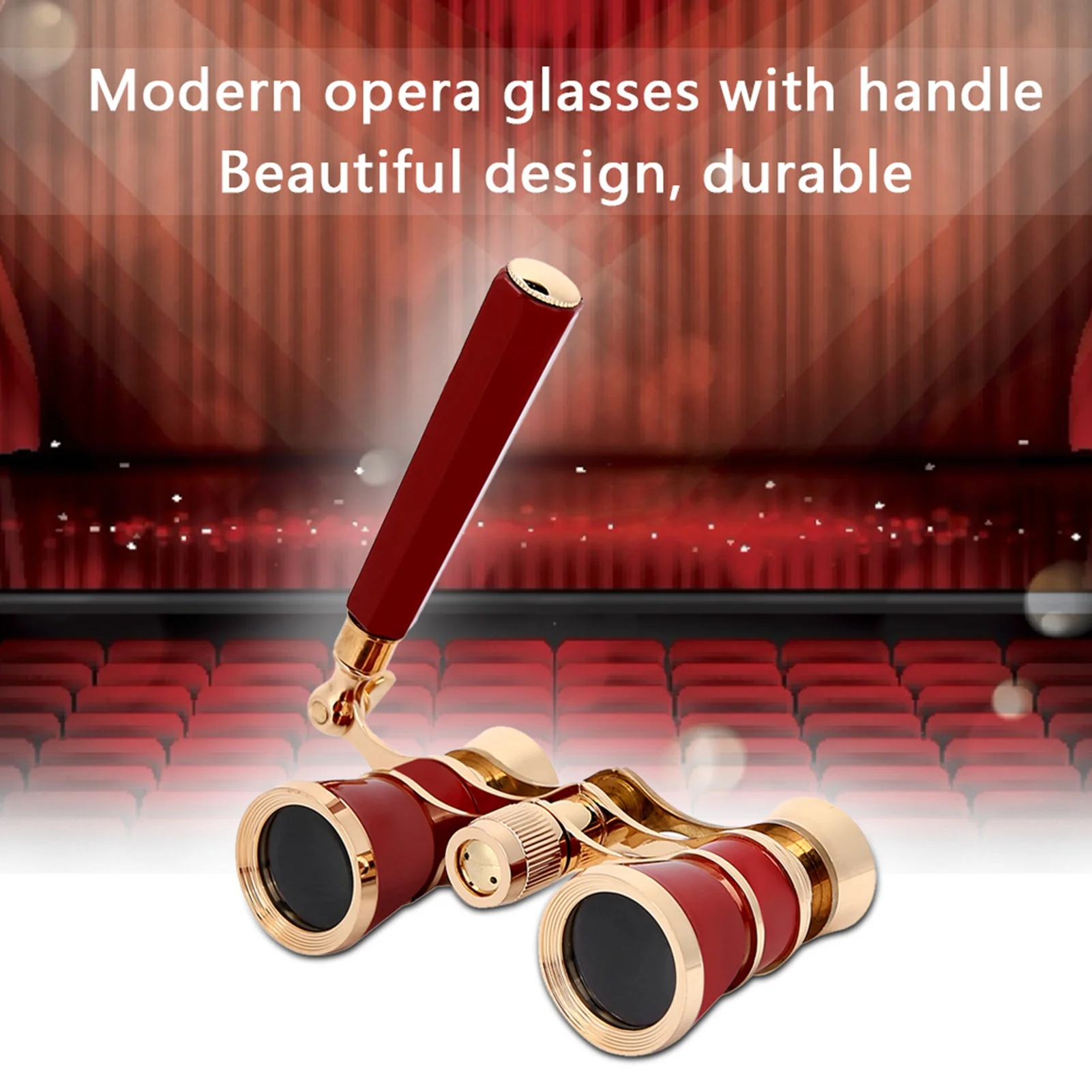 Telescopio Binocular de ópera, teatro portátil para mujeres, niñas y niños, rojo, 3x25